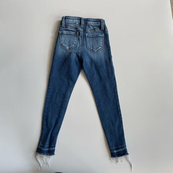 KanCan Girls Size 5 High Rise Ankle Skinny Jeans Blue Denim Frayed Hem - Picture 2 of 10